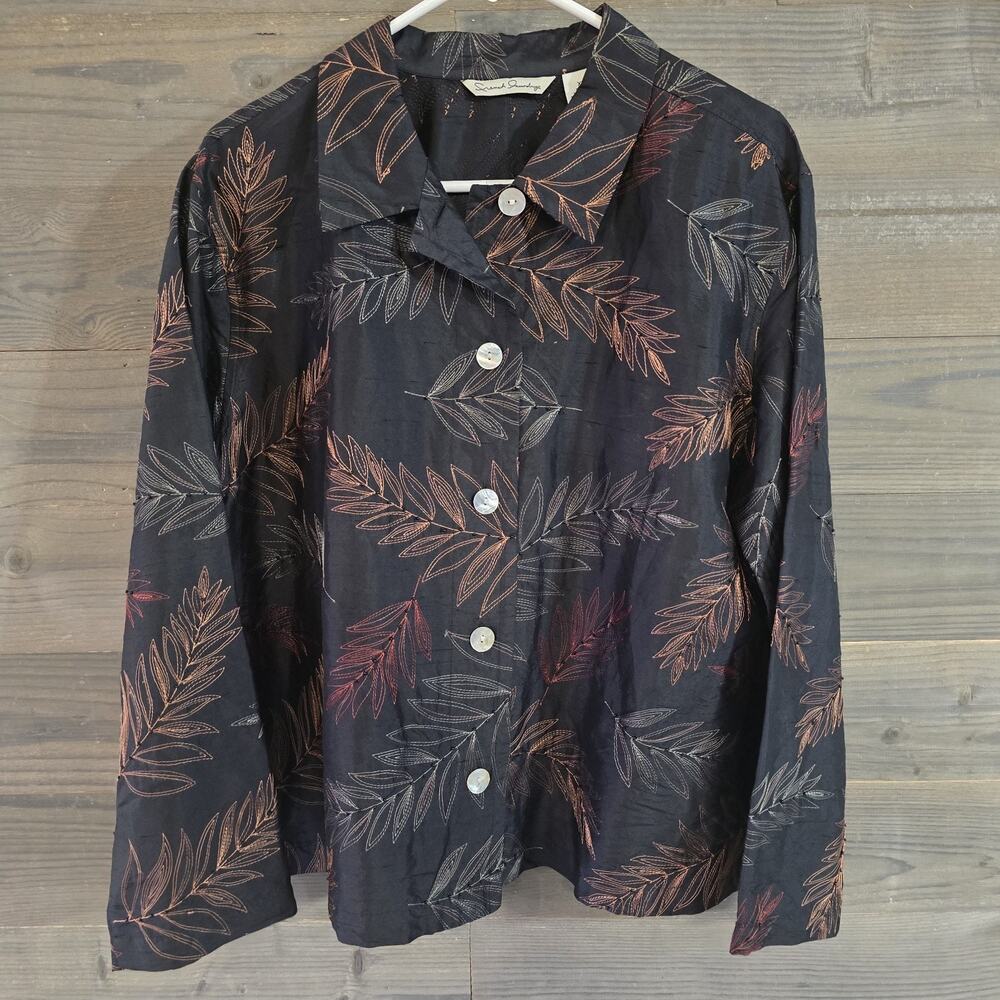 French Laundry Paisley Jacquard Brocade Jacket Black Gold Textured - XL